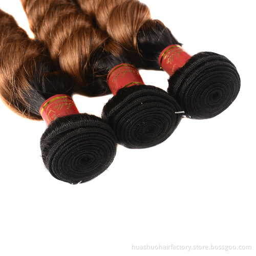 Huashuo Highest Discounts Wholesale 100% Unprocessed Peruvian Virgin 1B/30 Color Double Loose Wave Hair